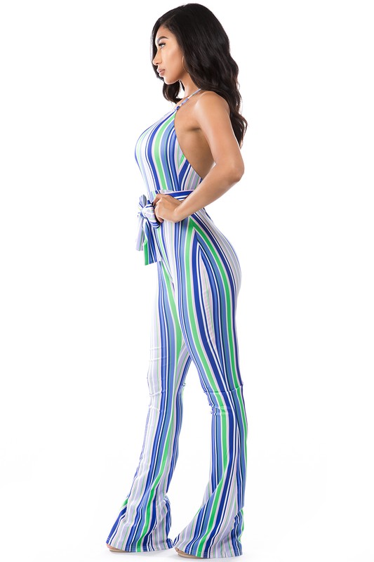 Blue Multi Stripe Jumpsuit king-general-store-5710.myshopify.com