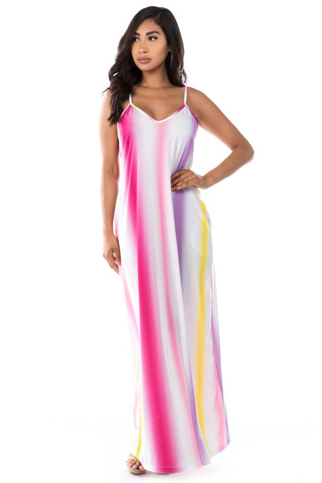 Pink Multi Striped Maxi Dress king-general-store-5710.myshopify.com