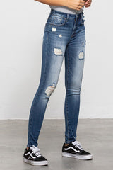 Mid-Rise Premium Body Distressed Ankle Skinny Jeans