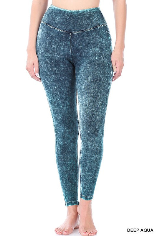 Mineral Washed Wide Waistband Yoga Leggings king-general-store-5710.myshopify.com