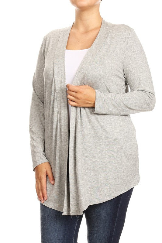 Plus Draped Front Long Sleeve Cardigan king-general-store-5710.myshopify.com