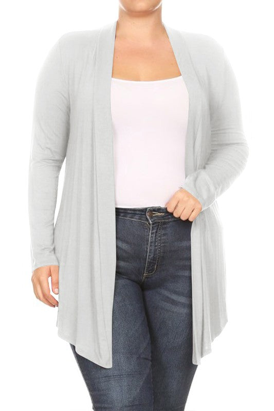 Plus Draped Front Long Sleeve Cardigan king-general-store-5710.myshopify.com