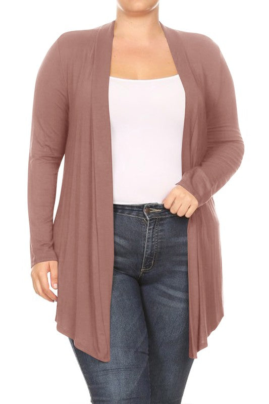 Plus Draped Front Long Sleeve Cardigan king-general-store-5710.myshopify.com