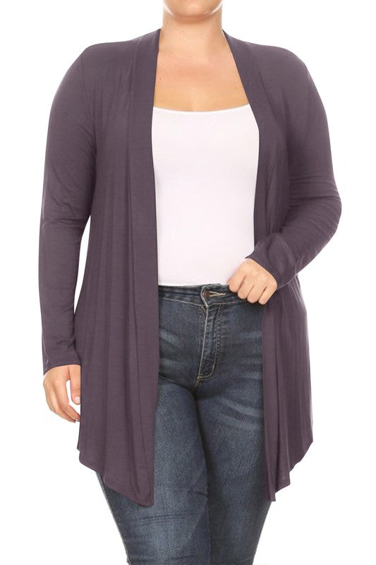 Plus Draped Front Long Sleeve Cardigan king-general-store-5710.myshopify.com