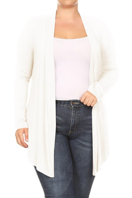 Plus Draped Front Long Sleeve Cardigan king-general-store-5710.myshopify.com