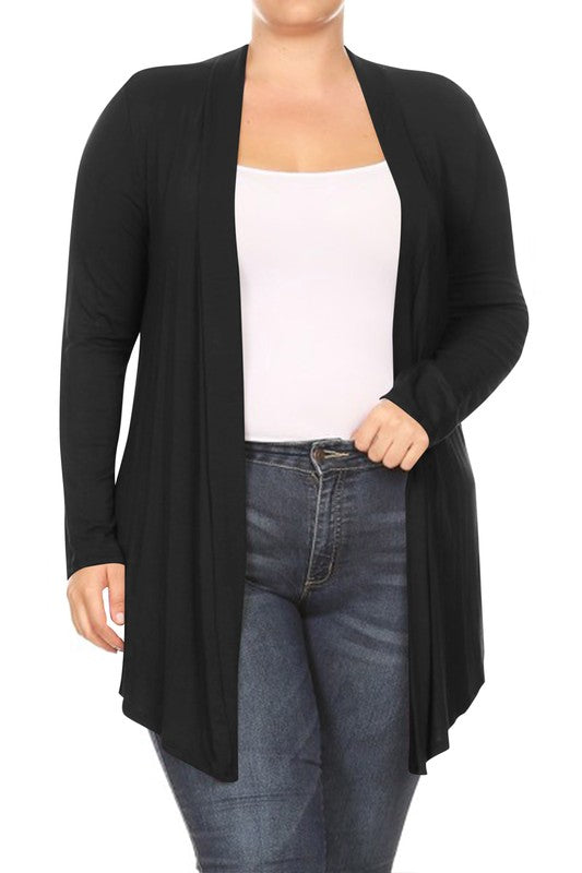 Plus Draped Front Long Sleeve Cardigan king-general-store-5710.myshopify.com