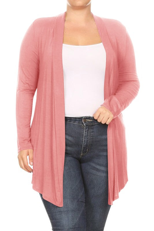 Plus Draped Front Long Sleeve Cardigan king-general-store-5710.myshopify.com