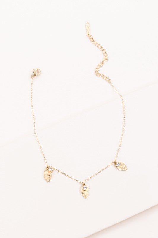 Leaf and Rhinestone Chain Anklet king-general-store-5710.myshopify.com