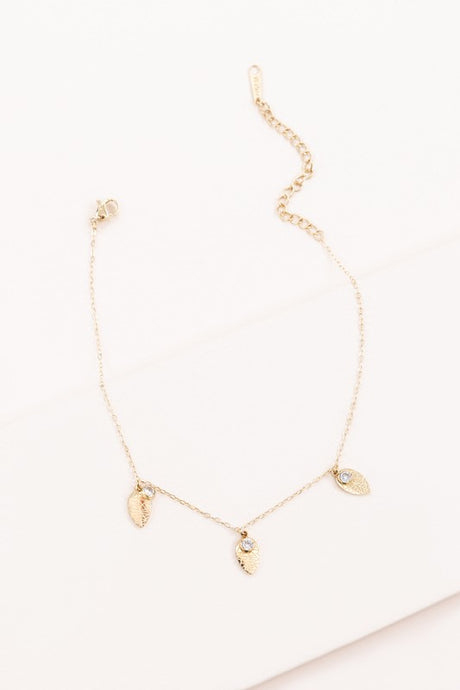 Leaf and Rhinestone Chain Anklet king-general-store-5710.myshopify.com