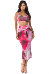 Pink Floral Crop Tank Skirt Set king-general-store-5710.myshopify.com