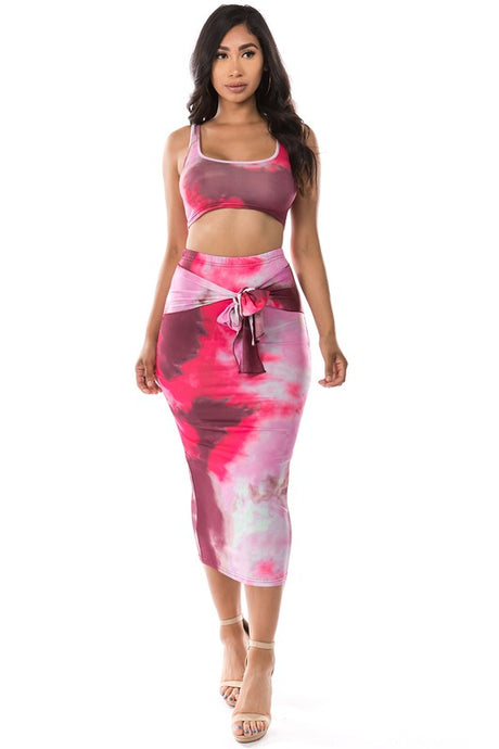 Pink Floral Crop Tank Skirt Set king-general-store-5710.myshopify.com