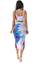 Blue Floral Crop Top Set king-general-store-5710.myshopify.com