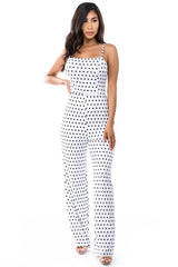 White Jumpsuit with Black Polka Dot king-general-store-5710.myshopify.com