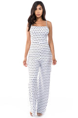 White Jumpsuit with Black Polka Dot king-general-store-5710.myshopify.com