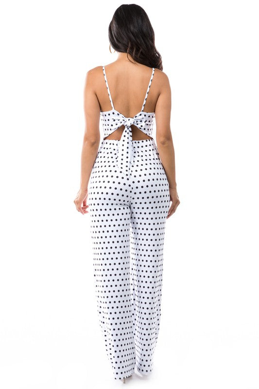 White Jumpsuit with Black Polka Dot king-general-store-5710.myshopify.com