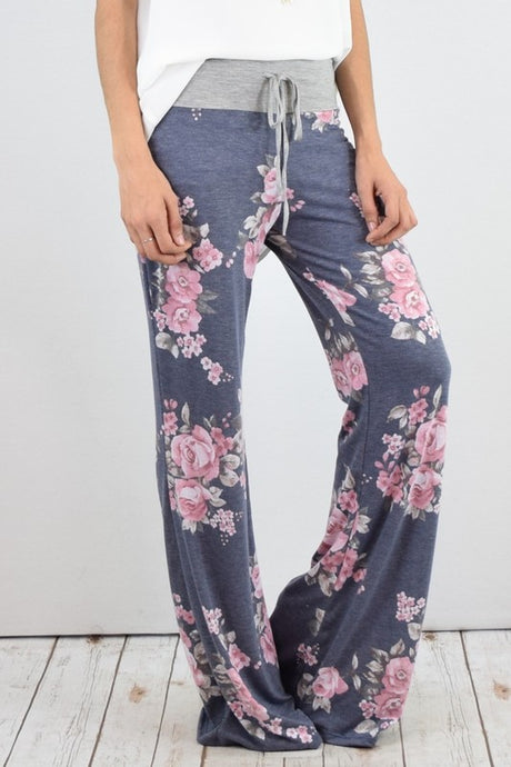 Drawstring Floral Wide Leg Pants king-general-store-5710.myshopify.com