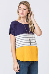 Three Color Block Tunic Top