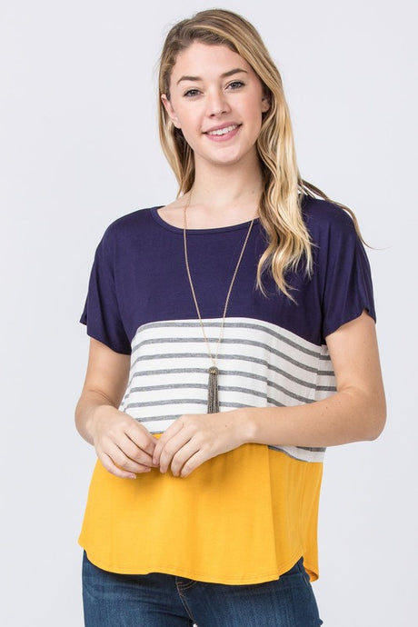 Three Color Block Tunic Top