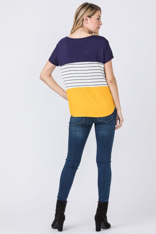 Three Color Block Tunic Top