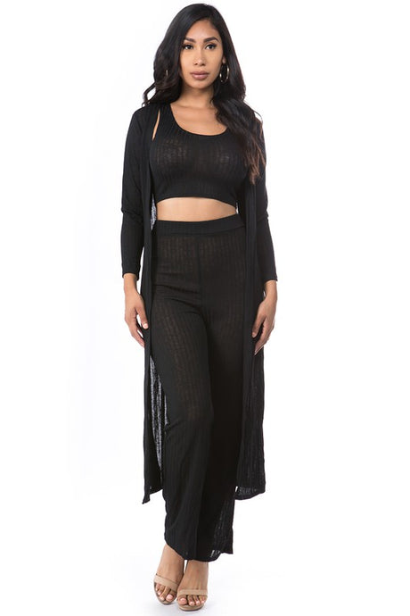 Black Knit Crop Top Pant Set king-general-store-5710.myshopify.com