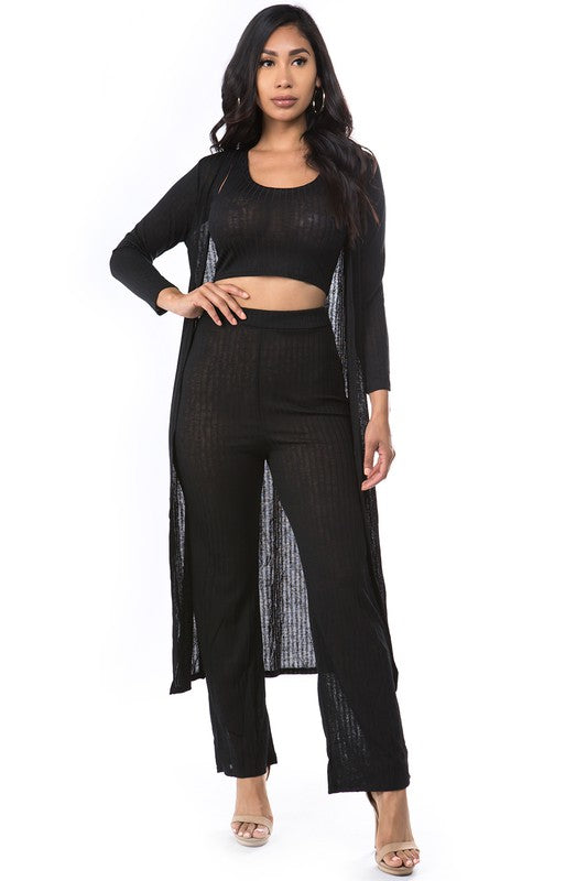 Black Knit Sweater Set with Longline Cover Up king-general-store-5710.myshopify.com