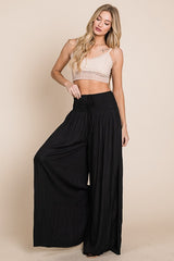 Plus Ruched Waist Wide Resort Pants king-general-store-5710.myshopify.com