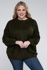 Plus Oversized Round Neck Raw Seam Melange Sweater king-general-store-5710.myshopify.com