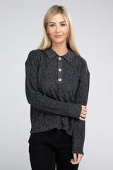 Brushed Melange Hacci Collared Sweater king-general-store-5710.myshopify.com