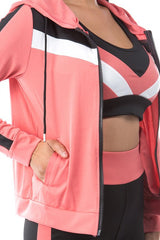 Peach Crop Top & Yoga Pants 3pc Sport Set