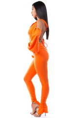 Orange Open Back Hoodie Pant Suit king-general-store-5710.myshopify.com