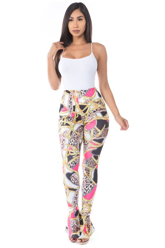 Pink Multi Print Skinny Casual Pants king-general-store-5710.myshopify.com