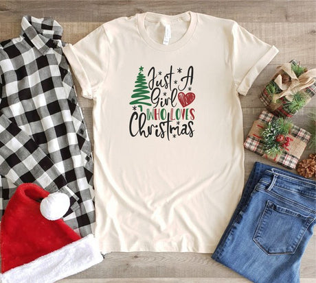 Just A Girl Who Loves Christmas Crew Neck Tee king-general-store-5710.myshopify.com