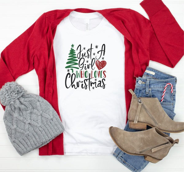 Just A Girl Who Loves Christmas Crew Neck Tee king-general-store-5710.myshopify.com