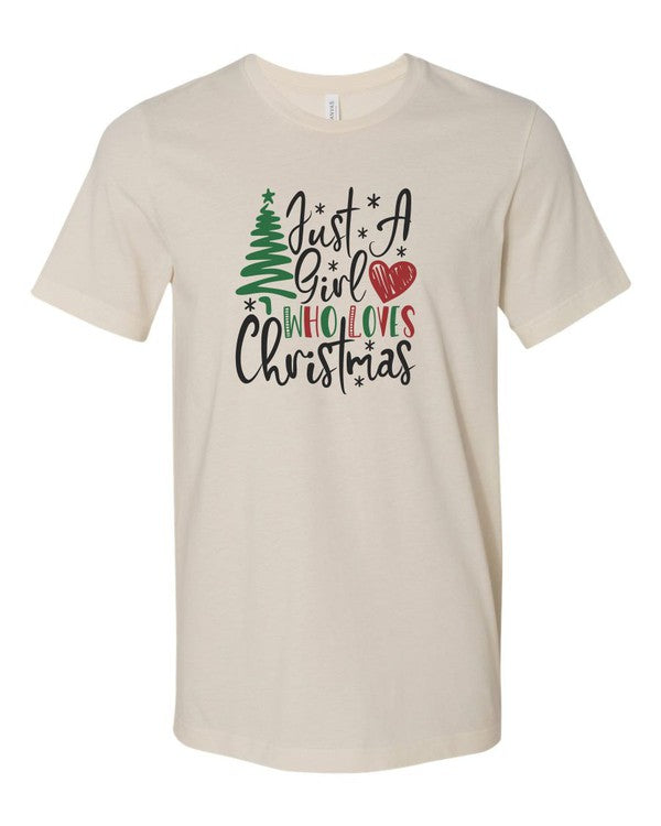 Just A Girl Who Loves Christmas Crew Neck Tee king-general-store-5710.myshopify.com