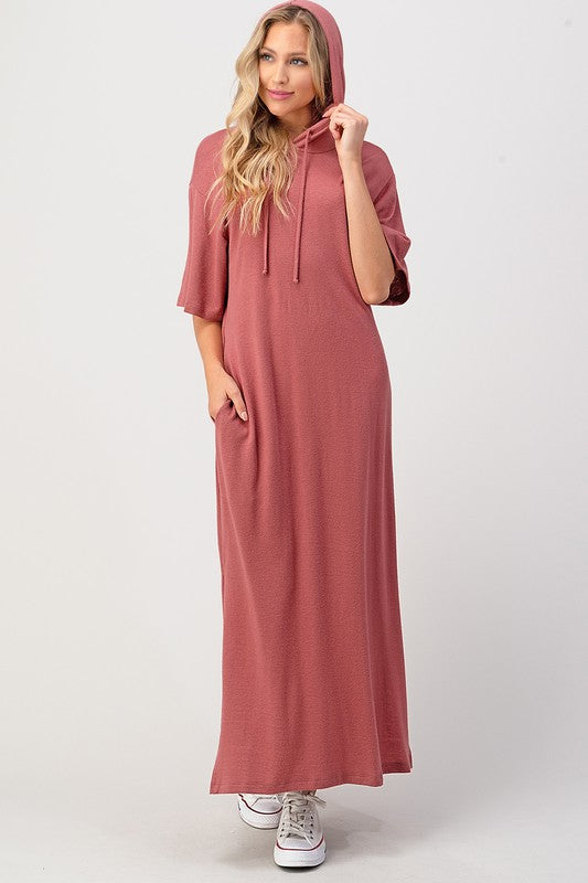 Rose Hooded Maxi Lounge Dress