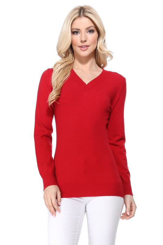 Women's Long Sleeve V-Neck Pulll Over Sweater Top king-general-store-5710.myshopify.com