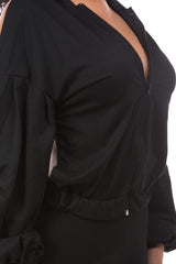 Black Open Back Hoodie Pant Suit king-general-store-5710.myshopify.com