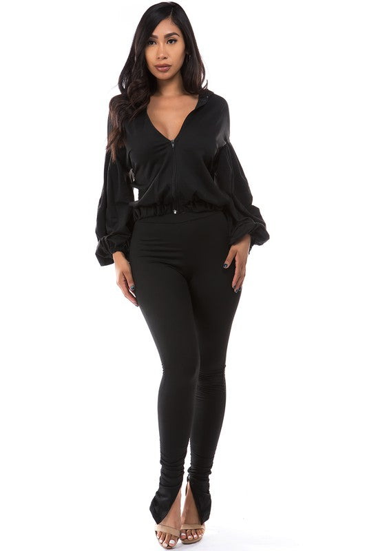 Black Open Back Hoodie Pant Suit king-general-store-5710.myshopify.com