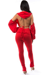 Red Open Back Hoodie Pant Suit king-general-store-5710.myshopify.com