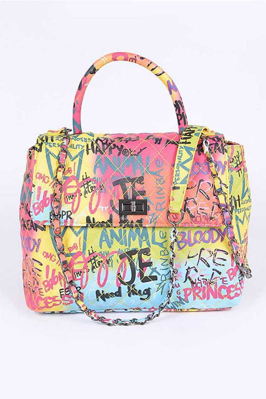 Top Handle Graffiti Convertible Shoulder Bag