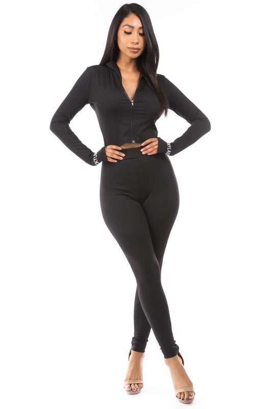 Black Long Sleeved Two Piece Pant Set king-general-store-5710.myshopify.com