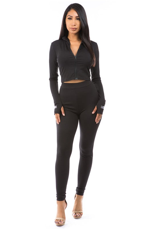 Black Long Sleeved Two Piece Pant Set king-general-store-5710.myshopify.com