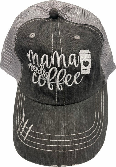 Mama Needs Coffee Embroidered Trucker Hat king-general-store-5710.myshopify.com