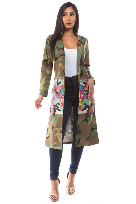 Printed Back Camo Longline Jacket king-general-store-5710.myshopify.com