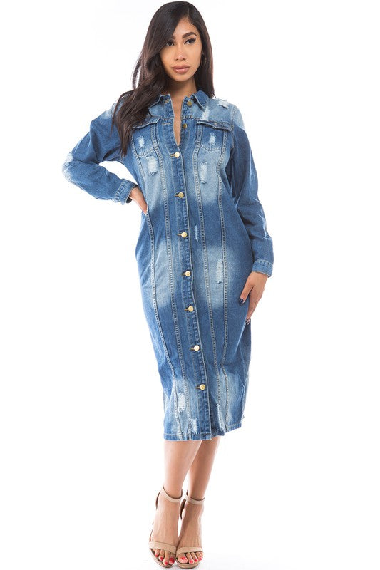 Navy Denim Jacket Dress king-general-store-5710.myshopify.com