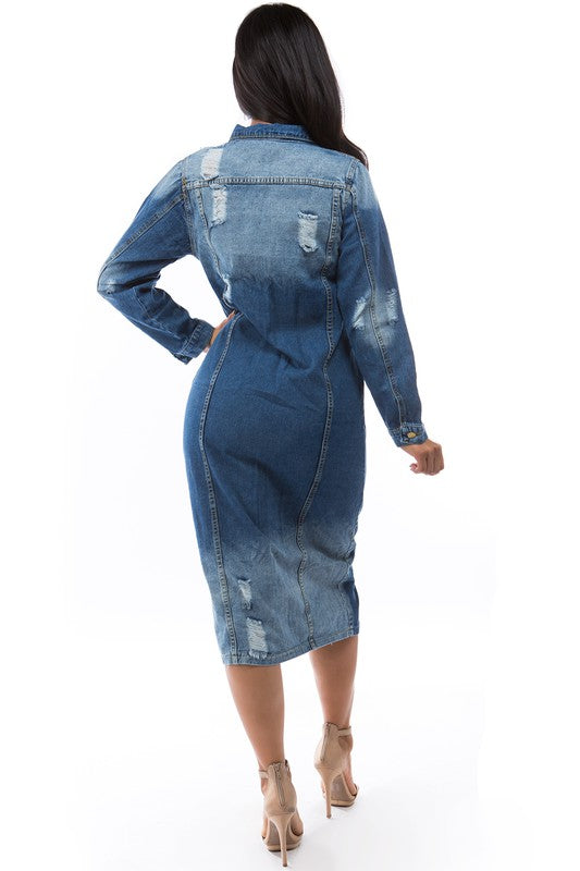 Navy Denim Jacket Dress king-general-store-5710.myshopify.com