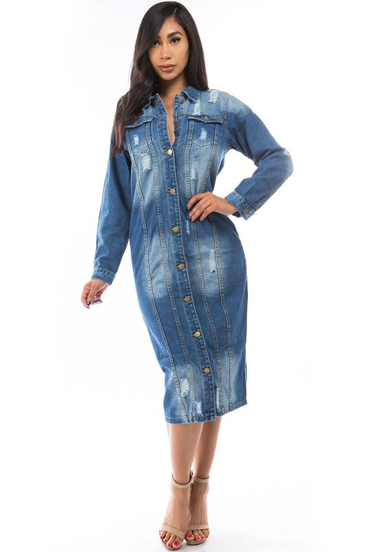 Navy Denim Jacket Dress king-general-store-5710.myshopify.com