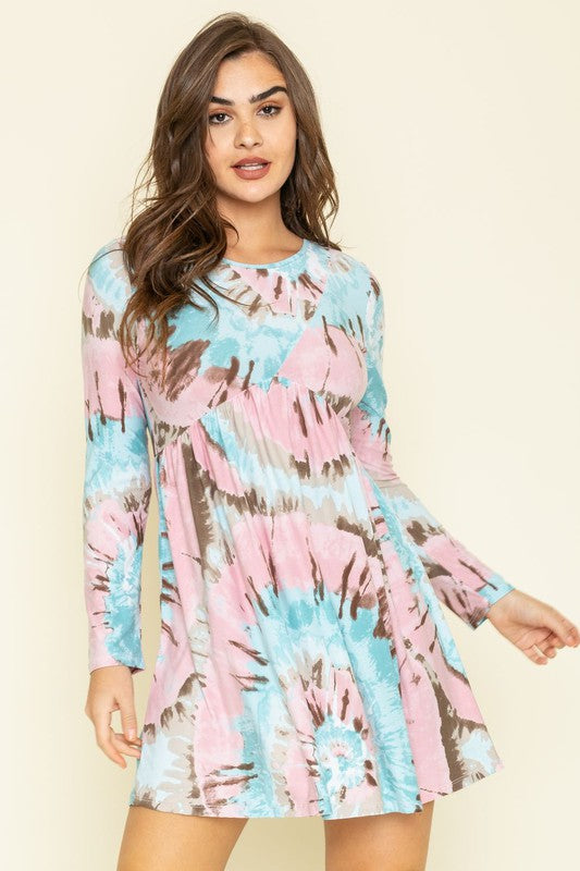 Cross Swirl Tie Dye Mini Dress