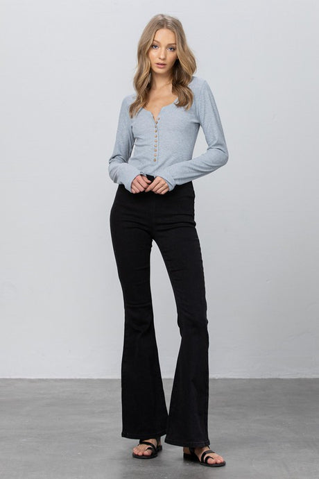 Mid-Rise Banded Wider Flare Jeans