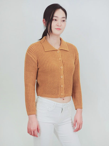 Button Down Vintage Crop Sweater Cardigan w/Collar king-general-store-5710.myshopify.com